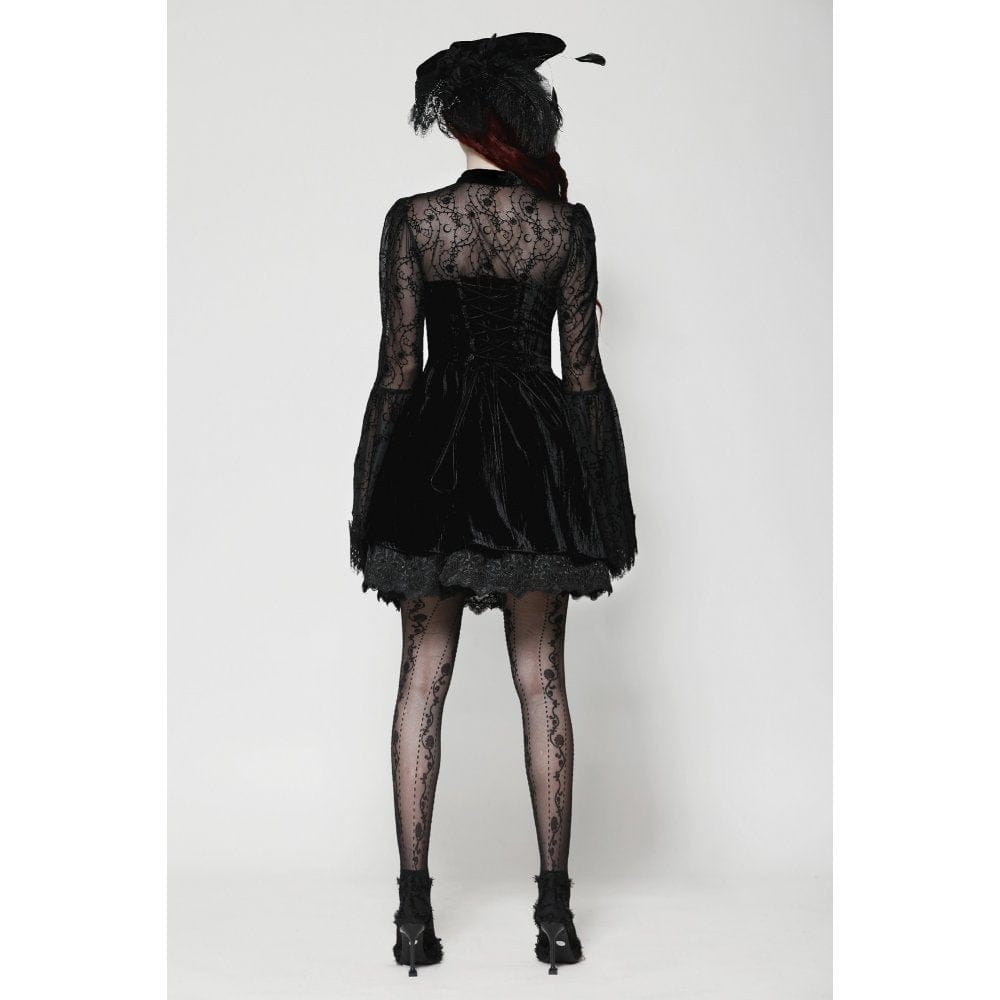 Darkinlove Women's Gothic Cut-out Lace Short Dress