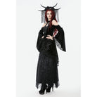 Darkinlove Women's Gothic Cutout Halterneck Velvet Flared Sleeved Shirt