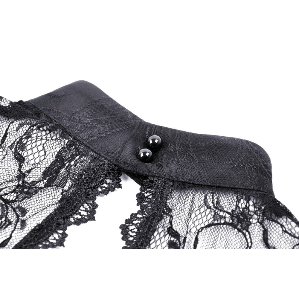 Darkinlove Women's Gothic Cutout Lace Splice Shirt