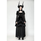 Darkinlove Women's Gothic Cutout Lace Splice Velvet Evening Dress