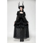 Darkinlove Women's Gothic Cutout Lace Splice Velvet Evening Dress