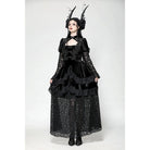 Darkinlove Women's Gothic Cutout Lace Splice Velvet Evening Dress