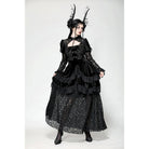 Darkinlove Women's Gothic Cutout Lace Splice Velvet Evening Dress