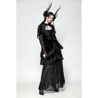 Darkinlove Women's Gothic Cutout Lace Splice Velvet Evening Dress
