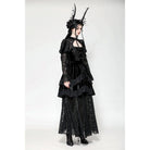 Darkinlove Women's Gothic Cutout Lace Splice Velvet Evening Dress