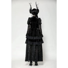 Darkinlove Women's Gothic Cutout Lace Splice Velvet Evening Dress