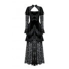 Darkinlove Women's Gothic Cutout Lace Splice Velvet Evening Dress