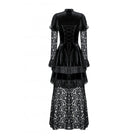 Darkinlove Women's Gothic Cutout Lace Splice Velvet Evening Dress