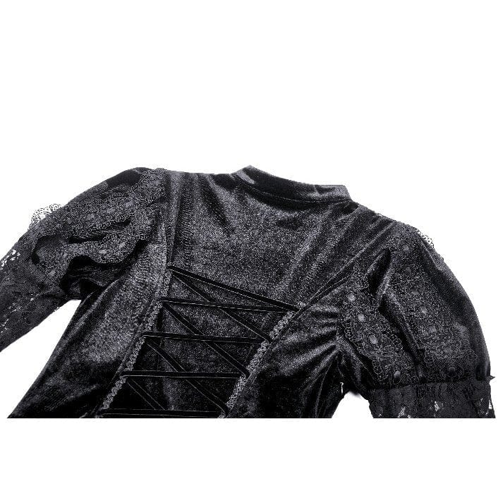 Darkinlove Women's Gothic Cutout Lace Splice Velvet Evening Dress