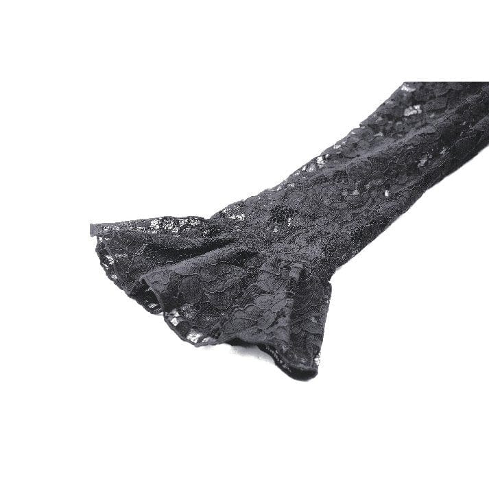 Darkinlove Women's Gothic Cutout Lace Splice Velvet Evening Dress