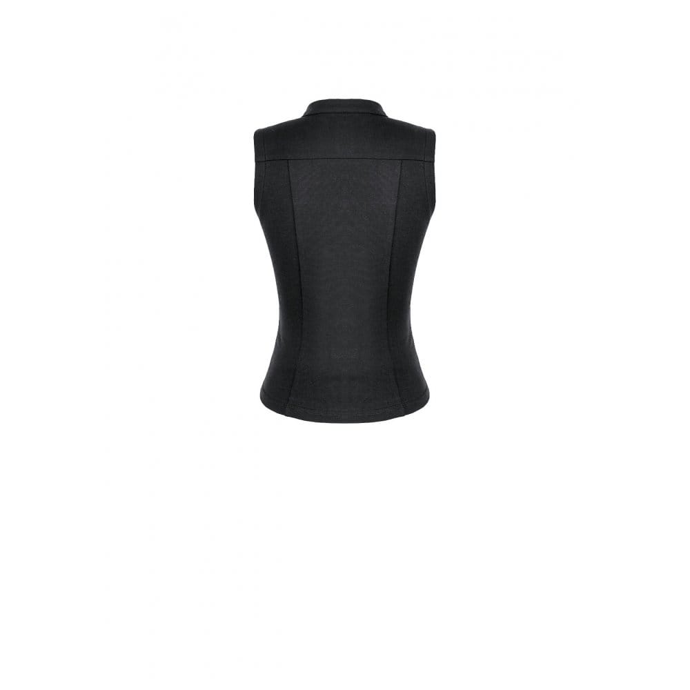 Darkinlove Women's Gothic Cutout Pentacle Buckle Strap Tank Top