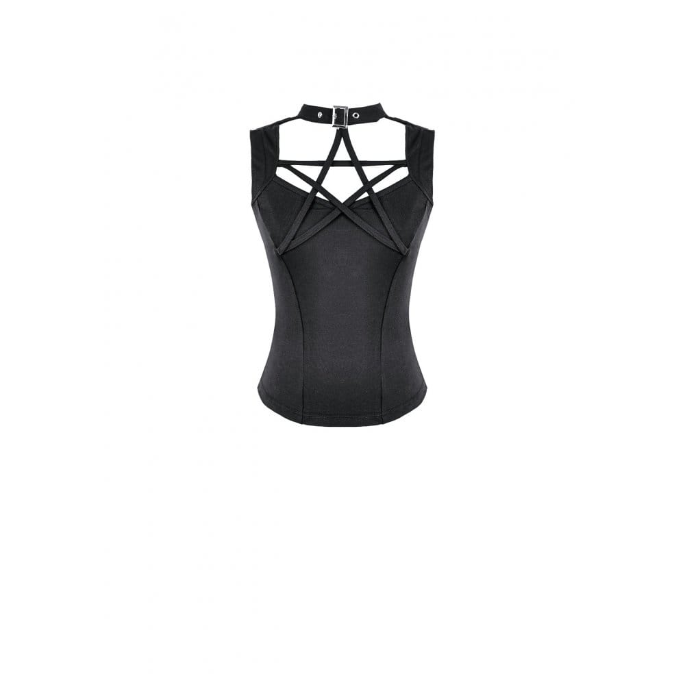 Darkinlove Women's Gothic Cutout Pentacle Buckle Strap Tank Top