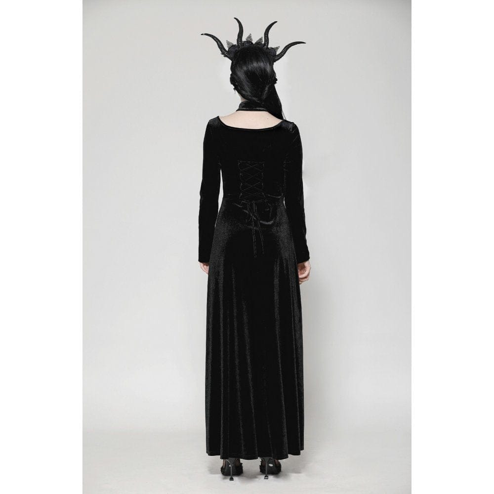 Darkinlove Women's Gothic Cutout Side Slit Velvet Party Dress