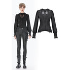 Darkinlove Women's Gothic Decal Lace Sheer Long Sleeved Shirt
