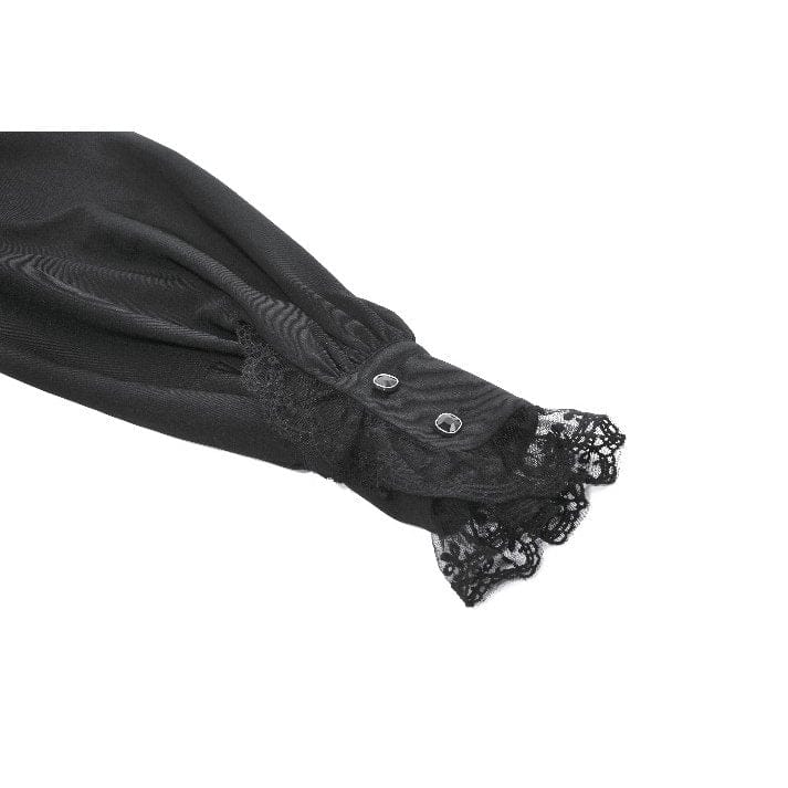 Darkinlove Women's Gothic Decal Lace Sheer Long Sleeved Shirt
