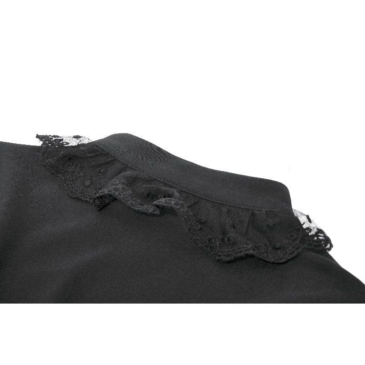 Darkinlove Women's Gothic Decal Lace Sheer Long Sleeved Shirt