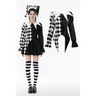 Darkinlove Women's Gothic Diamond Pattern Contrast Color Long Sleeved Shirt