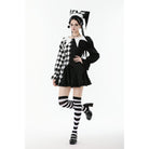 Darkinlove Women's Gothic Diamond Pattern Contrast Color Long Sleeved Shirt