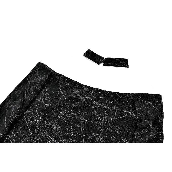Darkinlove Women's Gothic Distressed Texture Ruched Off‑shoulder Halter Long Sleeve Top