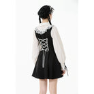 Darkinlove Women's Gothic Doll Collar Faux Two-Piece Long Sleeved Dress