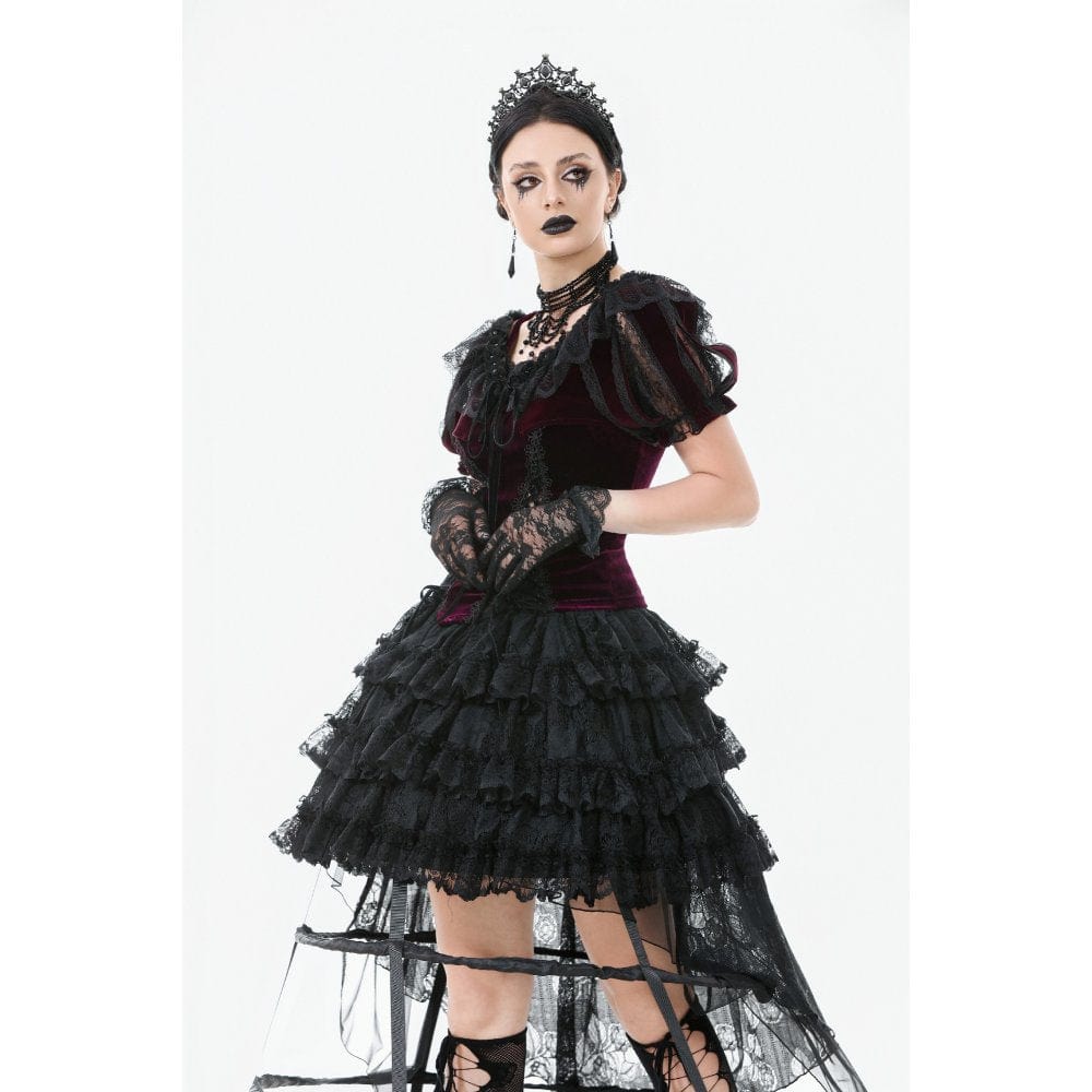 Darkinlove Women's Gothic Doll Collar Velvet Cape