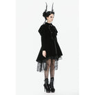 Darkinlove Women's Gothic Double-breasted Batwinged Velvet Coat