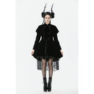 Darkinlove Women's Gothic Double-breasted Batwinged Velvet Coat