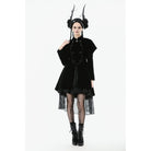 Darkinlove Women's Gothic Double-breasted Batwinged Velvet Coat