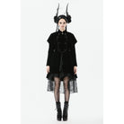 Darkinlove Women's Gothic Double-breasted Batwinged Velvet Coat