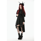 Darkinlove Women's Gothic Double-breasted High/Low Stand Collar Coat
