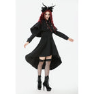 Darkinlove Women's Gothic Double-breasted High/Low Stand Collar Coat
