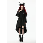 Darkinlove Women's Gothic Double-breasted High/Low Stand Collar Coat