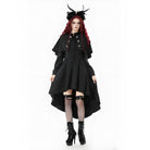 Darkinlove Women's Gothic Double-breasted High/Low Stand Collar Coat