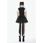 Darkinlove Women's Gothic Double Color Lace Ruffled Stand Collar Shirt