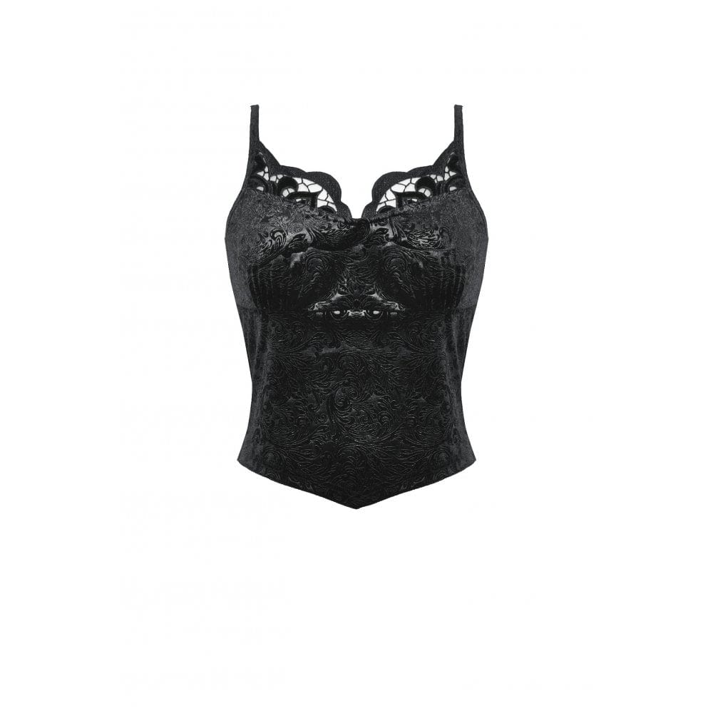 Darkinlove Women's Gothic Embossed Velvet Tank Top
