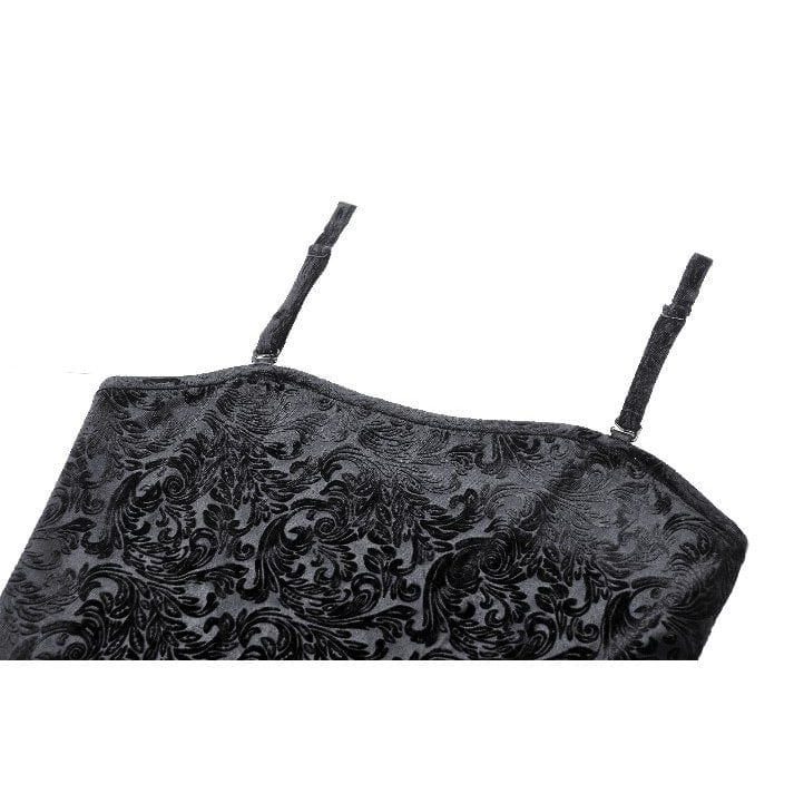 Darkinlove Women's Gothic Embossed Velvet Tank Top