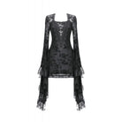 Darkinlove Women's Gothic Embroidered Floral Mesh Square-cut Collar Dress