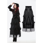 Darkinlove Women's Gothic Embroidered High-Waist Layered Cake Skirt