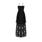 Darkinlove Women's Gothic Embroidered Lace Hem Ruched Slip Dress