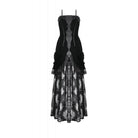 Darkinlove Women's Gothic Embroidered Lace Hem Ruched Slip Dress