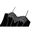 Darkinlove Women's Gothic Embroidered Lace-up Velvet Overbust Corset
