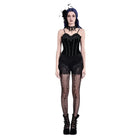 Darkinlove Women's Gothic Embroidered Lace-up Velvet Overbust Corset
