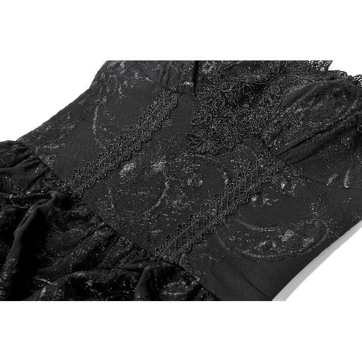 Darkinlove Women's Gothic Embroidered Peplum Slip Dress