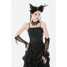 Darkinlove Women's Gothic Embroidered Peplum Slip Dress