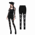 Darkinlove Women's Gothic Embroidered Sheer Lace Patchwork Leggings