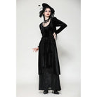 Darkinlove Women's Gothic Eyelets Side Slit Maxi Dresses