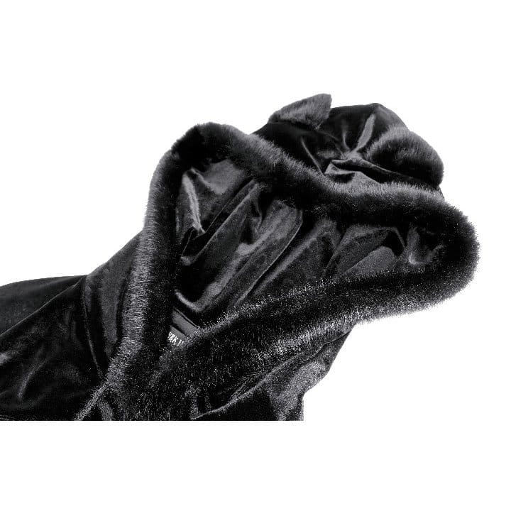 Darkinlove Women's Gothic Faux Fur Trim Cat Ears Hooded Velvet Cape