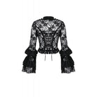 Darkinlove Women's Gothic Flare Sleeved Lace-up Lace Top
