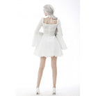 Darkinlove Women's Gothic Flared Sleeved Floral Embroidered Wedding Dress White