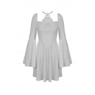 Darkinlove Women's Gothic Flared Sleeved Floral Embroidered Wedding Dress White